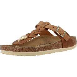 Japonki damskie Birkenstock Gizeh. Brązowe klapki damskie Birkenstock, bez wzorów, z gumy, bez obcasa. Za 812.00 zł.