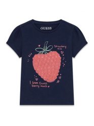 Guess T-Shirt K6GI07 K6YW4 Granatowy Regular Fit. Niebieskie t-shirty i topy dla dziewczynek Guess, z aplikacjami, z bawełny, bez ramiączek. Za 119.99 zł.
