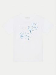 Guess T-Shirt L5GI09K 8HM4 Biały Regular Fit. Białe t-shirty dla chłopców Guess, z aplikacjami, z bawełny, bez ramiączek. Za 69.99 zł.