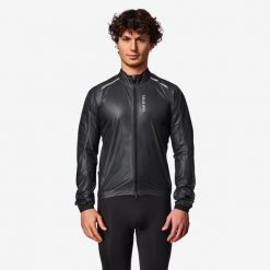 Second Life - Kurtka rowerowa szosowa Van Rysel RCR Ultralight przeciwdeszczowa. Czarne kurtki męskie VAN RYSEL, l, bez wzorów, z materiału, bez kaptura. Za 179.99 zł.