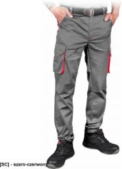 LAND-JOG-T - Elastyczne spodnie ochronne do pasa LAND-JOG męskie 62% poliester, 35% bawełna, 3% elastan 240 g/m2 - szaro-czerwony 48. Brązowe spodnie sportowe męskie Reis, m, bez wzorów, z bawełny. Za 136.15 zł.