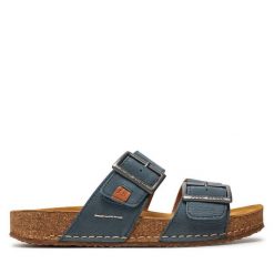 Klapki Josef Seibel. Niebieskie klapki damskie Josef Seibel, bez wzorów, bez obcasa. Za 249.99 zł.