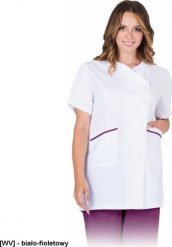 R.E.I.S. NONA-J - bluza damska z krótkim rękawem , 65% poliester, 35% bawełna, 175 g/m, zapinana na guziki - biało-fioletowy XL. Białe bluzy damskie R.E.I.S., m, bez wzorów, z bawełny, bez kaptura. Za 63.08 zł.