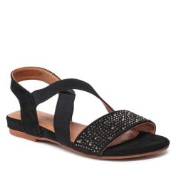 Sandały Jenny Fairy. Czarne sandały damskie Jenny Fairy, bez wzorów, bez obcasa, na płaskiej podeszwie, bez zapięcia. Za 65.99 zł.