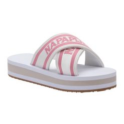 Klapki damskie Napapijri Stick. Brązowe klapki damskie Napapijri, bez wzorów, bez obcasa. Za 129.99 zł.
