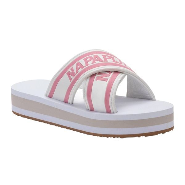 Klapki damskie Napapijri Stick. Brązowe klapki damskie Napapijri, bez wzorów, bez obcasa. Za 129.99 zł.