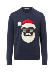 Only&Sons sweter z dzianiny - ONSXmas Mężczyźni drobna dzianina niebieski, L. Niebieskie swetry przez głowę męskie Only&Sons, l, z aplikacjami, z dzianiny, bez kołnierzyka. Za 99.95 zł.