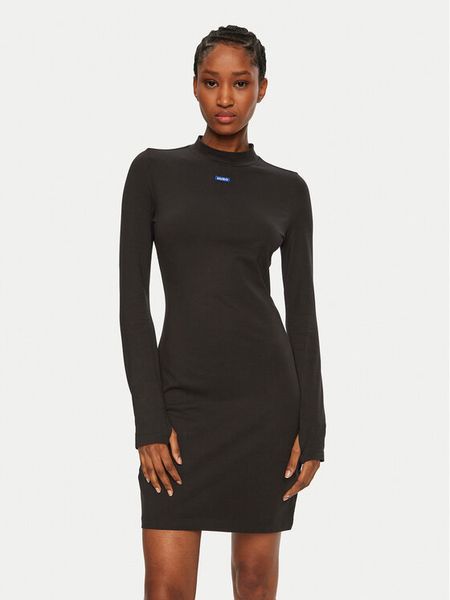 HUGO Sukienka codzienna Nilla 50531138 Czarny Slim Fit. Czarne sukienki damskie Hugo, na co dzień, l, bez wzorów, z bawełny, bez kołnierzyka, bez ramiączek, proste. Za 249.99 zł.