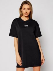 Vans Sukienka codzienna Center Vee Tee VN0A4RU2 Czarny Oversize. Czarne sukienki damskie Vans, na co dzień, s, bez wzorów, z bawełny, bez kołnierzyka, bez ramiączek, oversize. Za 109.99 zł.