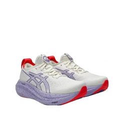 Buty do biegania ASICS Gel-Nimbus 27 Tokyo Crème/Edo Purple. Białe obuwie sportowe damskie Asics, bez wzorów, z materiału, do biegania. Za 669.00 zł.