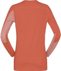 Bluza termiczna damska Norrona Falketind Equaliser Merino Round Neck - peach/orange. Pomarańczowe bluzy damskie Odlo, bez wzorów, bez kaptura. Za 396.56 zł.