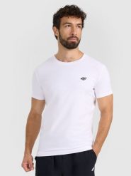 4F T-shirt slim gładki męski - biały XL. Białe t-shirty męskie 4f, m, bez wzorów, z bawełny, bez kołnierzyka. Za 49.99 zł.