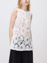 Strukturalna bluzka z bawełną - złamana biel. Bluzki damskie Reserved, l, bez wzorów, z bawełny, bez kołnierzyka, bez ramiączek. Za 119.99 zł.