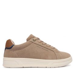 Sneakersy Tommy Hilfiger. Brązowe trampki i tenisówki chłopięce Tommy Hilfiger, bez wzorów, bez zapięcia. Za 364.99 zł.