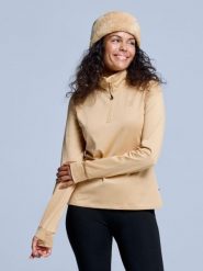 Bluza narciarska - Damskie - Arctic 2.0 - Warm Sand. Brązowe bluzy damskie POEDERBAAS, na zimę, l, bez wzorów, z elastanu, bez kaptura. Za 177.72 zł.