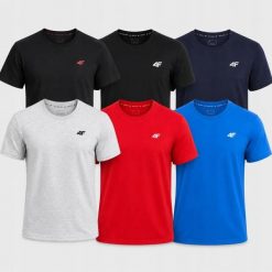 KOMPLET KOSZULEK MĘSKICH 4F ZESTAW 6PAK T-SHIRT M TTSHM3341. T-shirty męskie 4f, m, bez wzorów, z bawełny, sportowe, bez kołnierzyka. Za 299.94 zł.