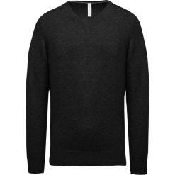 Sweter z dekoltem w serek Kariban Premium. Czarne swetry przez głowę męskie KARIBAN, m, bez wzorów, z bawełny, bez kołnierzyka. Za 135.50 zł.