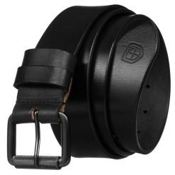 Czarny, skórzany pasek męski z tradycyjną klamrą - Peterson. Czarne paski damskie Peterson, bez wzorów, ze skóry, biznesowe. Za 69.99 zł.