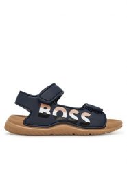 BOSS Sandały J52821 D Granatowy. Niebieskie sandały chłopięce Boss, ze skóry, bez zapięcia. Za 160.99 zł.