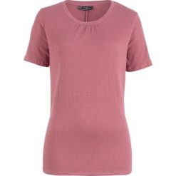 Shirt ze strukturalnego materiału, krótki rękaw bonprix jasny jeżynowy. Bluzki damskie marki bonprix. Za 24.99 zł.