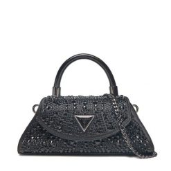 Torebka Guess. Czarne torebki do ręki damskie Guess, z aplikacjami, klasyczne, bez dodatków. Za 409.99 zł.