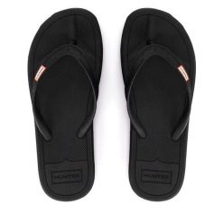 Japonki Hunter. Czarne klapki damskie Hunter, bez wzorów, bez obcasa. Za 129.99 zł.