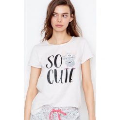 Etam - Koszula nocna. Szare koszule nocne damskie Etam, z nadrukiem, z bawełny. W wyprzedaży za 34.90 zł.