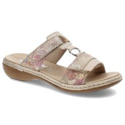 Różowe Klapki Rieker Modne Obuwie Damskie. Czerwone klapki damskie Rieker, bez wzorów, eleganckie, bez obcasa. Za 239.00 zł.