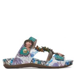 Klapki Laura Vita. Niebieskie klapki damskie Laura Vita, bez wzorów, bez obcasa. Za 429.99 zł.