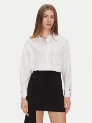 Elisabetta Franchi Koszula CA-092-51E2-V380 Biały Regular Fit. Białe bluzki damskie Elisabetta Franchi, bez wzorów, z bawełny, bez kołnierzyka, bez ramiączek. Za 959.99 zł.