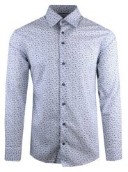 Elegancka, Męska Koszula, Taliowany Krój - Victorio - Drobny Wzór Kwiatowy. Koszule męskie Victorio, m, bez wzorów, z bawełny, eleganckie, bez kołnierzyka, bez ramiączek. Za 149.00 zł.