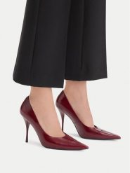Eva Minge Szpilki EO-LT26157-1-3 Bordowy. Czerwone szpilki damskie Eva Minge, bez wzorów, ze skóry, bez obcasa, bez zapięcia. Za 379.99 zł.