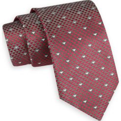 Czerwono-Szary Szeroki Krawat -Angelo di Monti- 7 cm, Męski, Wzór Geometryczny. Czerwone krawaty i muchy Angelo di Monti, bez wzorów, eleganckie. Za 45.00 zł.