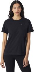 Koszulka sportowa damska Champion SS Tee. Czarne koszulki sportowe damskie Champion, m, bez wzorów, z bawełny, bez kołnierzyka, bez ramiączek. Za 98.99 zł.