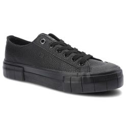 Czarne Trampki Big Star Damskie Stylowe Półbuty. Czarne półbuty damskie Big Star, na wiosnę, z aplikacjami, ze skóry ekologicznej, casualowe, bez obcasa, bez zapięcia. Za 99.00 zł.