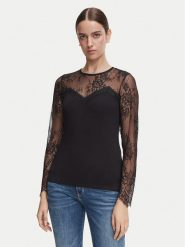 Morgan Bluzka 262-TYA Czarny Regular Fit. Czarne bluzki damskie Morgan, l, bez wzorów, z wiskozy, bez kołnierzyka, bez ramiączek. Za 189.99 zł.