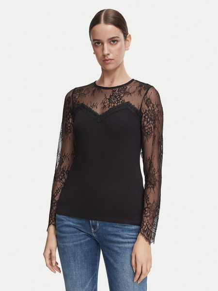 Morgan Bluzka 262-TYA Czarny Regular Fit. Czarne bluzki damskie Morgan, l, bez wzorów, z syntetyku, bez kołnierzyka, bez ramiączek. Za 189.99 zł.