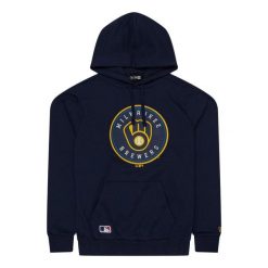 Bluza z kapturem Brewers Nos MLB Regular. Niebieskie bluzy męskie New Era, m, bez wzorów, z kapturem. Za 293.50 zł.