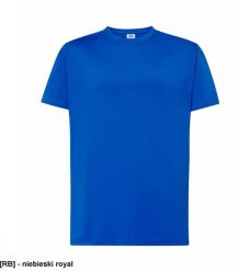 T-shirt JHK TSRA 150 - męski z krótkim rękawem wzmocniony lycrą ściągacz, 100% bawełna, 155-160g - niebieski royal XL. Niebieskie t-shirty męskie JHK, m, bez wzorów, z bawełny, bez kołnierzyka. Za 20.50 zł.