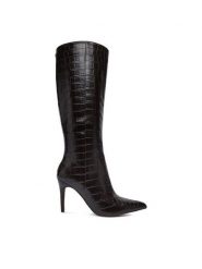 Nine West Kozaki CEO-SL95027 01 Brązowy ciemny. Brązowe kozaki damskie Nine West, ze skóry, bez obcasa, na szpilce. Za 329.99 zł.