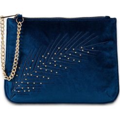 Kopertówka "Pióra" bonprix ciemnoniebiesko-złoty kolor. Niebieskie kopertówki damskie bonprix, eleganckie. Za 69.99 zł.
