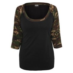 Koszulka damska Urban Classic raglan 2.0. Czarne koszulki sportowe damskie Urban Classics, bez wzorów, bez kołnierzyka, bez ramiączek. Za 93.00 zł.