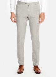 PAKO LORENTE - Wełniane spodnie garniturowe w kratkę. Brązowe eleganckie spodnie męskie Pako Lorente, m, bez wzorów, z wełny. Za 999.99 zł.