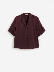 Koszula z cupro i wiskozy - mahoniowy. Brązowe koszule damskie Reserved, l, bez wzorów, z tkaniny, bez kołnierzyka, bez ramiączek. Za 149.99 zł.