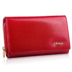 Portfel damski BETLEWSKI czerwony BPD-DT-513. Czerwone portfele damskie Betlewski, bez wzorów, ze skóry. Za 139.99 zł.