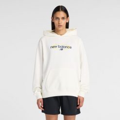 Bluza damska New Balance WT61150XSST – biała. Białe bluzy damskie New Balance, m, bez wzorów, z bawełny, z kapturem. Za 279.99 zł.