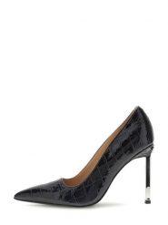 Guess Szpilki FLFCEN SUE08 Czarny. Czarne szpilki damskie Guess, z aplikacjami, z lakierowanej skóry, bez obcasa, bez zapięcia. Za 674.99 zł.