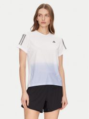 Adidas Koszulka techniczna Own the Run Colorblock JC9889 Biały Regular Fit. Białe koszulki sportowe damskie Adidas, xs, bez wzorów, z syntetyku, bez kołnierzyka, bez ramiączek, do biegania. Za 119.99 zł.