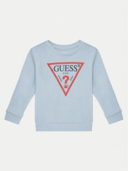 Guess Bluza N73Q10 KAUG0 Błękitny Regular Fit. Niebieskie bluzy dla chłopców Guess, z aplikacjami, z bawełny, bez ramiączek, bez kaptura. Za 79.99 zł.