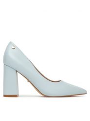 DeeZee Czółenka KB-008 Niebieski. Niebieskie czółenka damskie DeeZee, bez wzorów, ze skóry, bez obcasa, bez zapięcia. Za 139.99 zł.